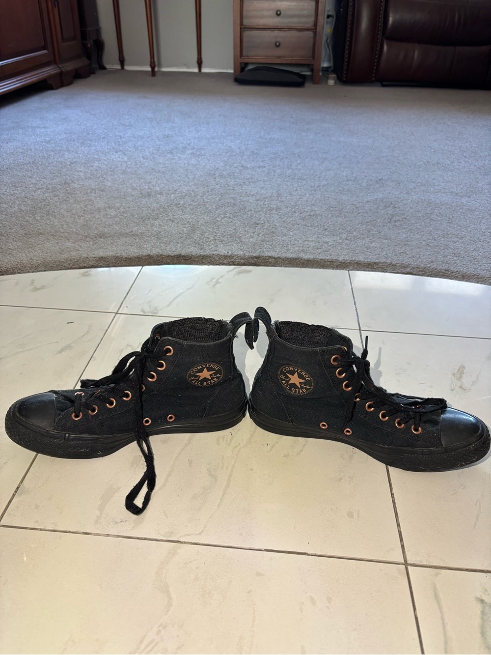 Converse Black Canvas High Top Sneakers with Copper Accents - Picture 4 of 7